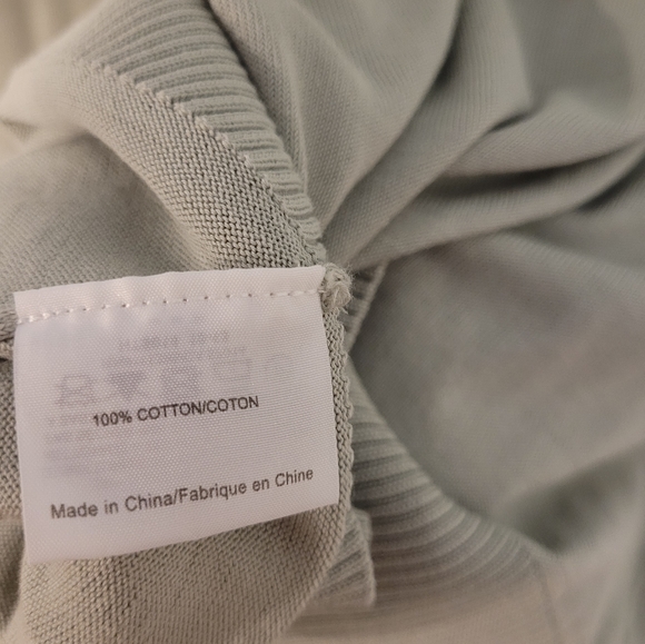 Tory Burch Simone Cardigan Sweater Green Ribbed Logo Gold Button Front Cotton - Picture 9 of 9